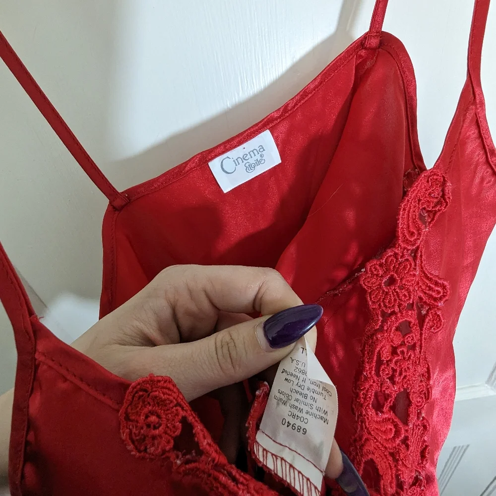 Lace Trimmed Red Nightgown - Picture 3 of 6